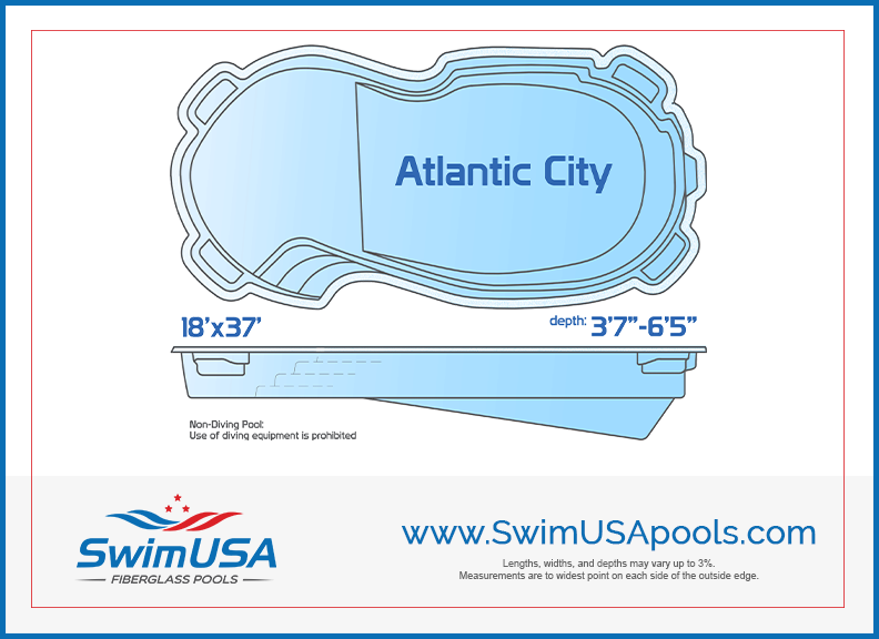 Atlantic City jumbo inground free form fiberglass swimming pool