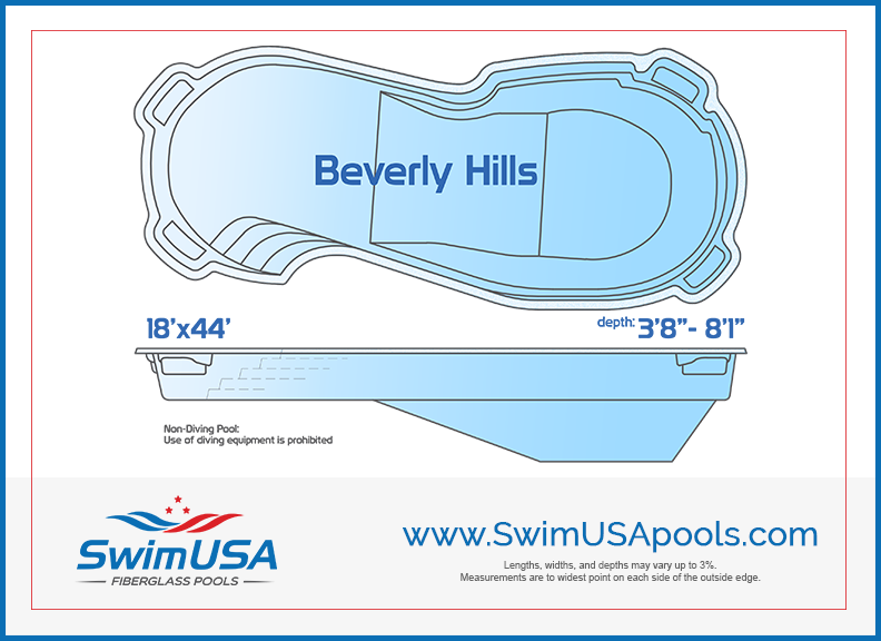 Beverly Hills jumbo inground free form fiberglass swimming pool