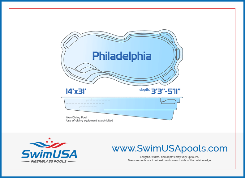 philadelphia medium free form fiberglass swimming pool