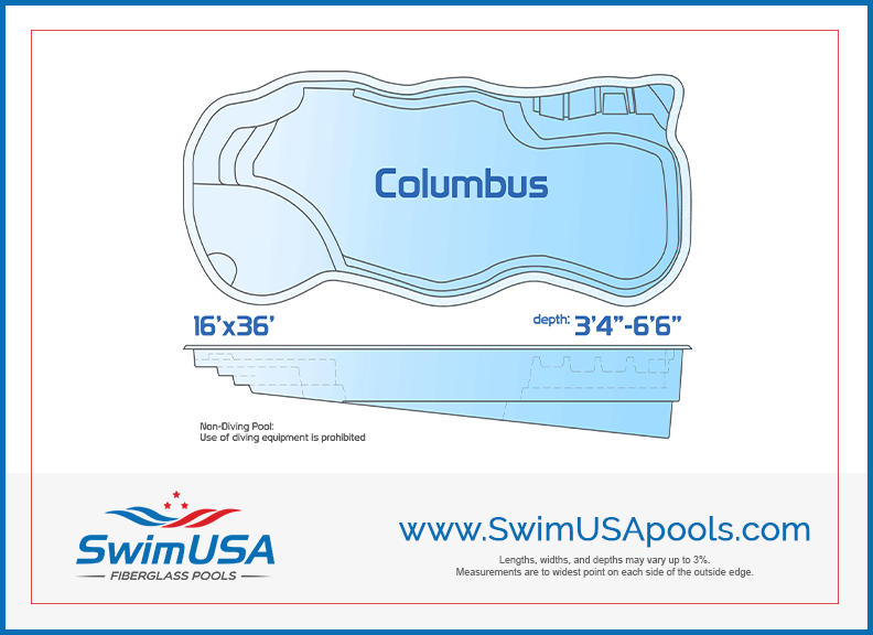 columbus large natural fiberglass swimming pool