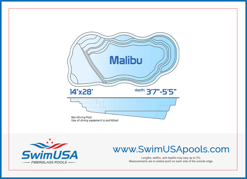 Malibu medium inground natural fiberglass swimming pool