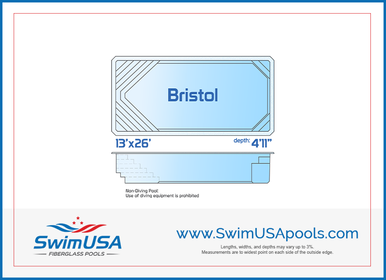 bristol small inground rectangle fiberglass swimming pool