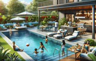 AI Generated image luxury backyard pool